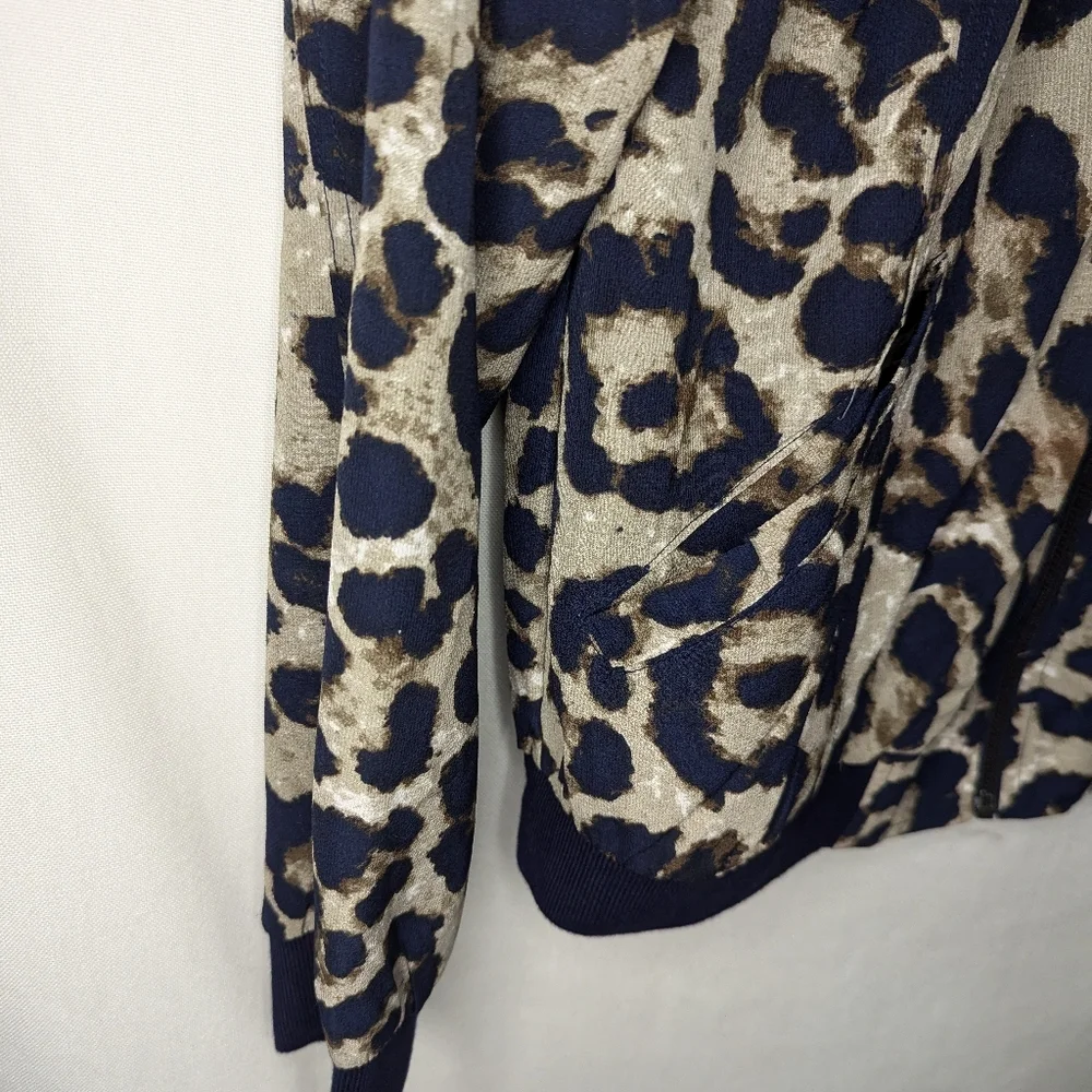 KORI AMERICA Jacket Women's Small Cheetah Print Full Zip Pockets Lightweight Top